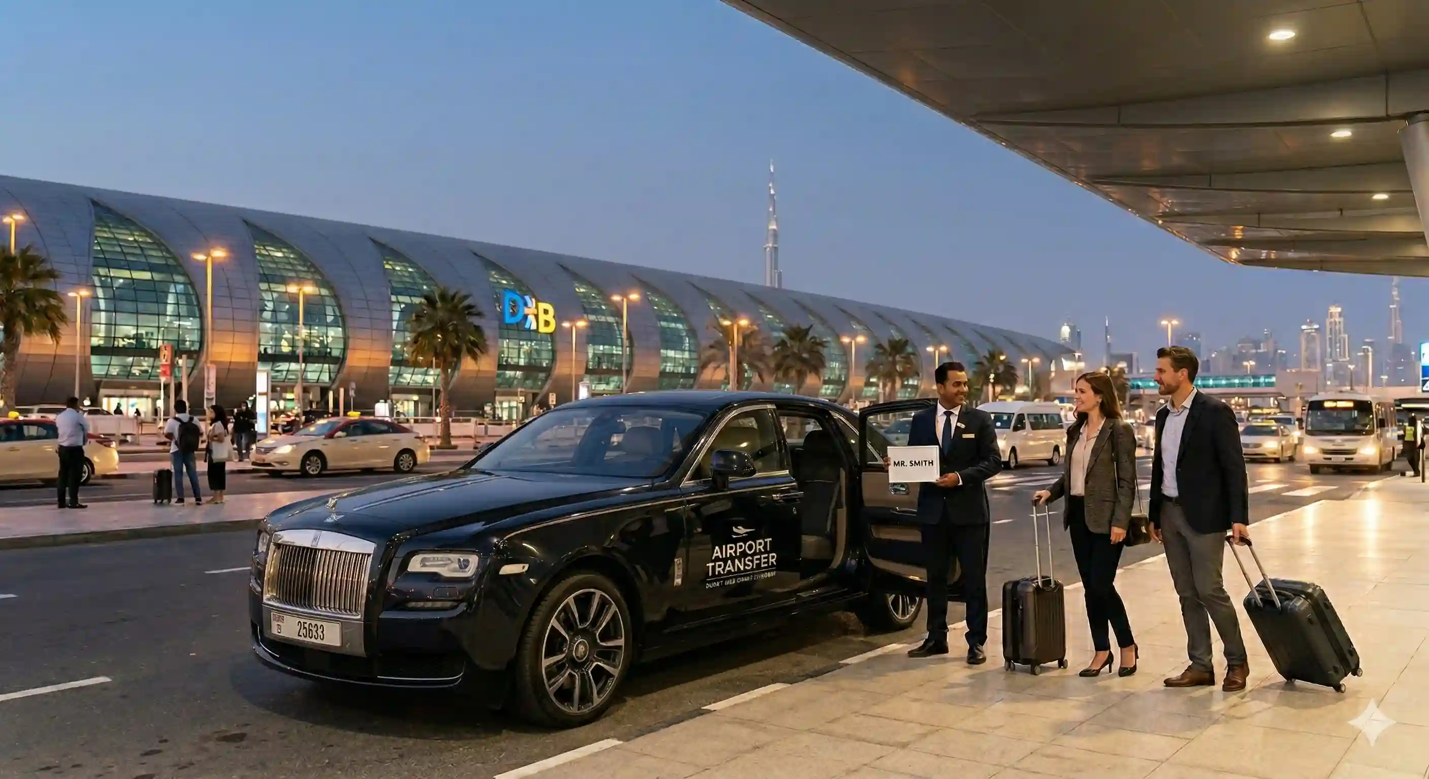 Luxury airport transfer Dubai Abu Dhabi Sharjah - chauffeur meet and greet DXB AUH SHJ