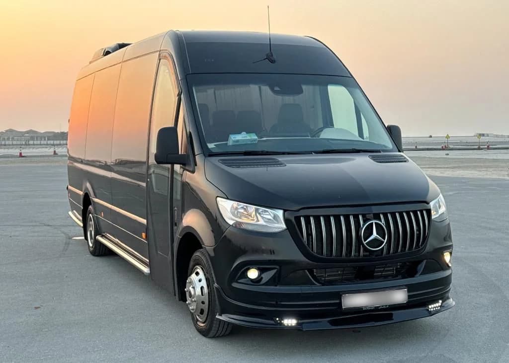 Mercedes Sprinter luxury van rental Dubai Abu Dhabi - group airport transfer UAE